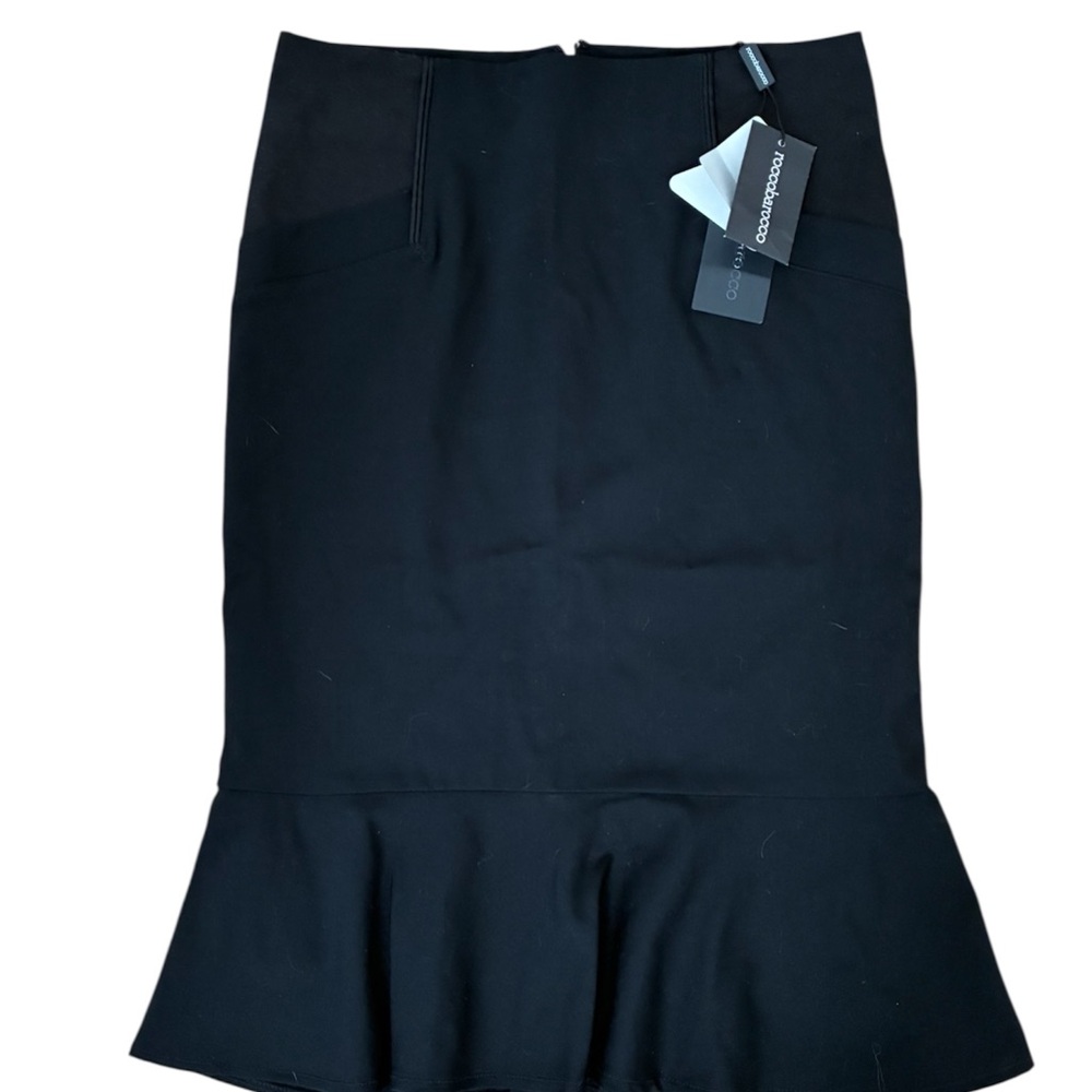 Designer NWT Roccobarocco Black Mermaid Peplum Midi Skirt IT 42 — Orig. $610